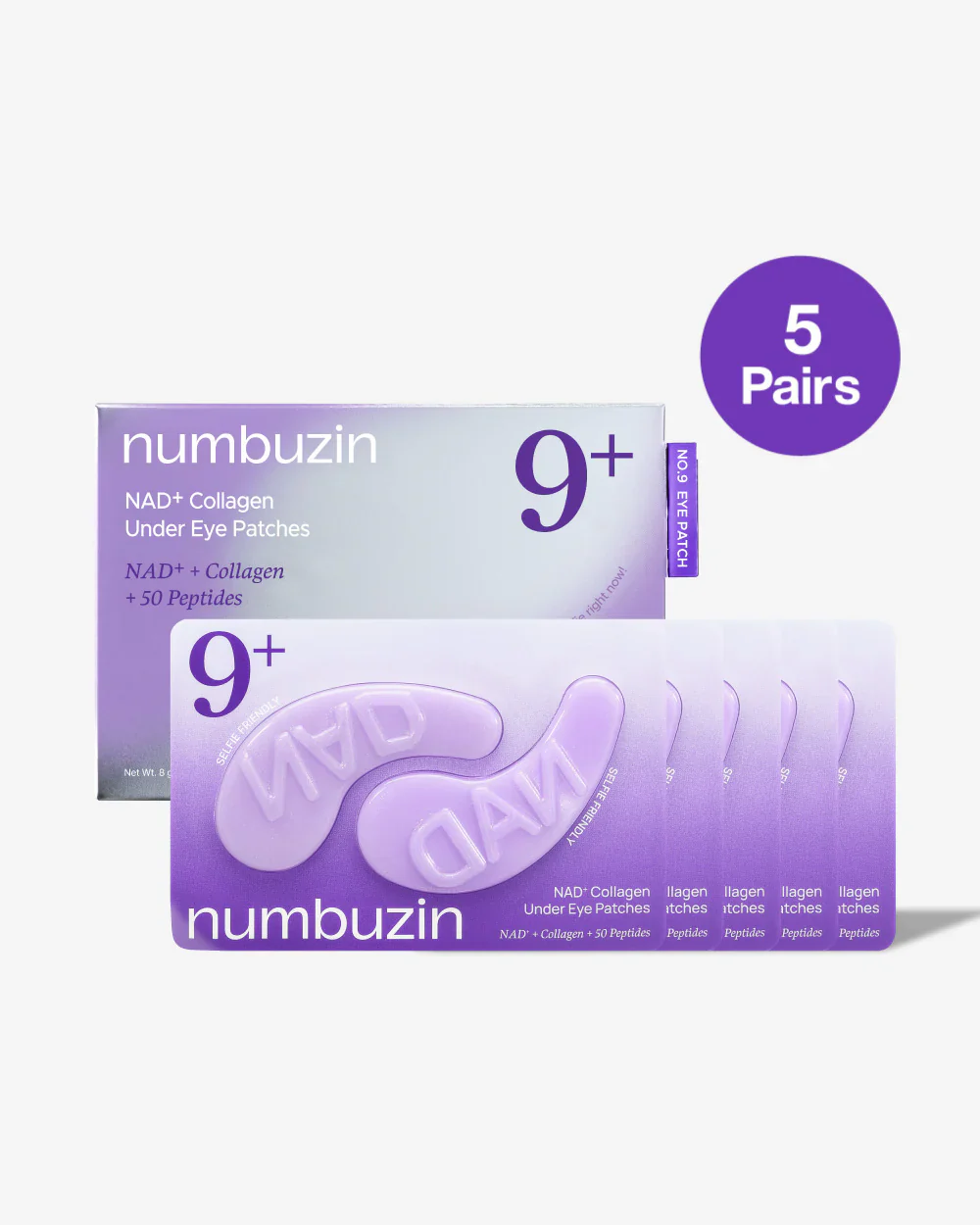 No.9EyePatch_Main_4f9ccc5d-4bd3-4ea9-96fa-15e768e47b0a Numbuzin NAD + Collagen Under Eye Patches (5 Patches) - Image 1