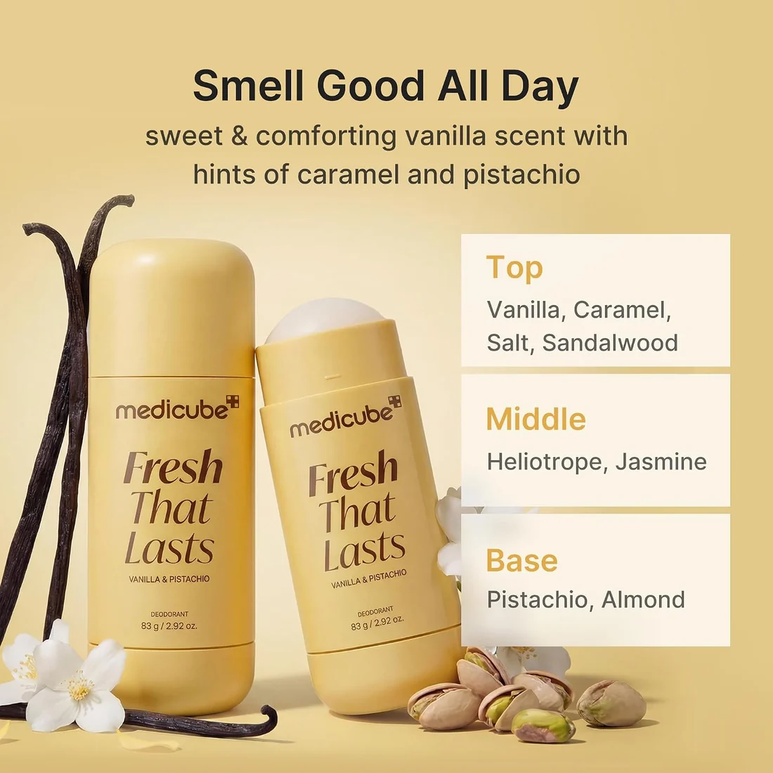 71JdjM07E2L._SL1500 Medicube Vanilla & Pistachio Deodorant 83G / Buy in Qatar / Syrta - Image 1